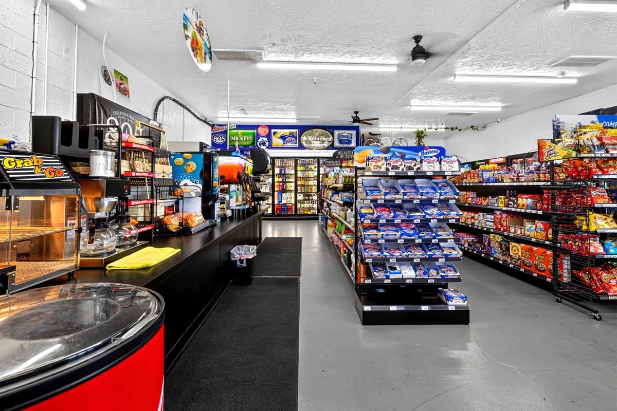 Retail floor and front counter inside the Westside Market in Redding